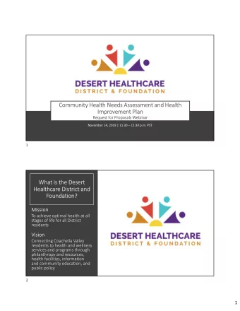 Community Health Needs Assessment and Health  Improvement Plan  Request for Proposals Webinar