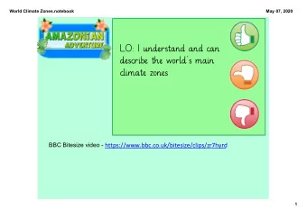 LO: I understand and can  describe the world's main  climate zones BBC Bitesize video
