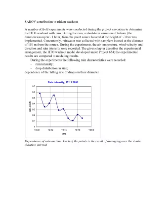 SAROV contribution to tritium washout  A number of field experiments were conducted during the