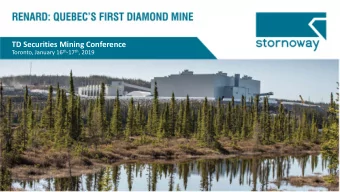 TD Securities Mining Conference Toronto, January 16 th -17 th , 2019  Forward Looking Information