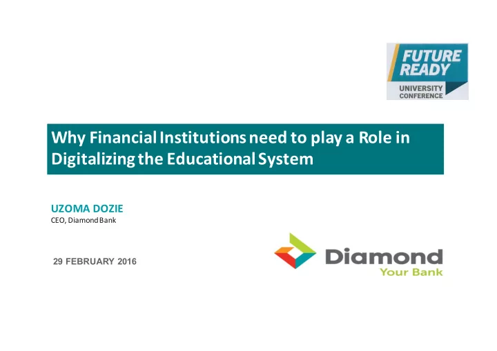 why financial institutions need to play a role in