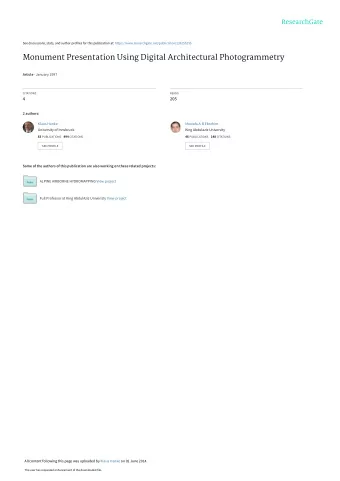 Monument Presentation Using Digital Architectural Photogrammetry Article  January 1997  CITATIONS