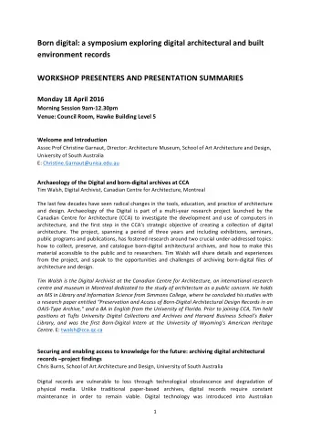 Born  digital:  a  symposium  exploring  digital  architectural  and