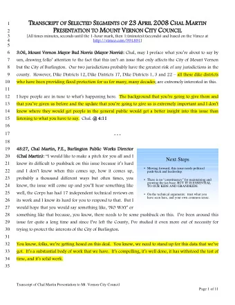 OF 23 23 A PRIL IL 200 2008 C HA HAL M ARTI  ELEC  ECTED  EGMEN  ENTS  TS O  TIN  1 P RES TO M OUNT