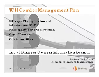 T  CH Co rrido r Ma na g e me nt Pla n  Ministry of T  ra nsporta tion a nd  Infra struc ture  (MOT