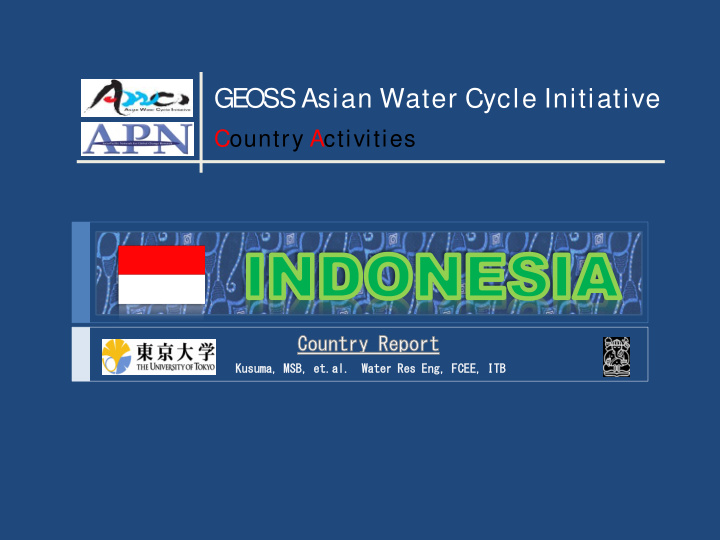 ge oss asian water cycle initiative