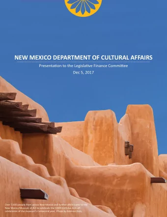 NEW MEXICO DEPARTMENT OF CULTURAL AFFAIRS  Presentatjon to the Legislatjve Finance Commituee  Dec
