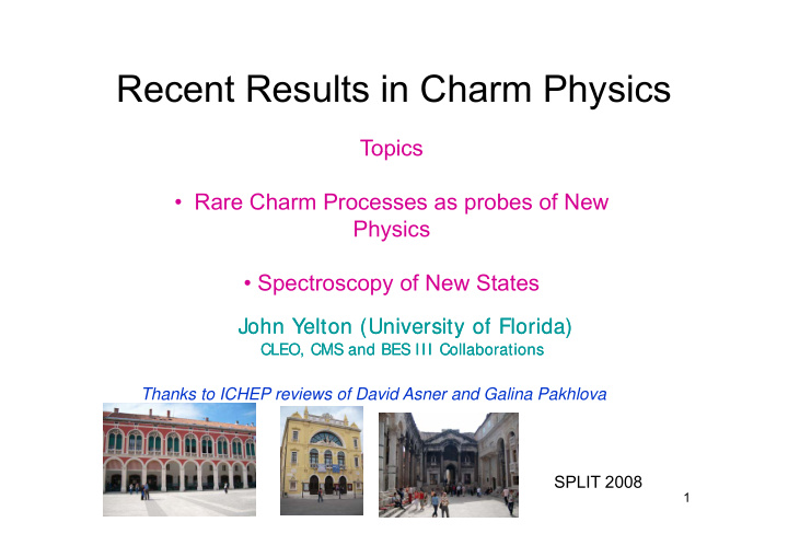 recent results in charm physics recent results in charm