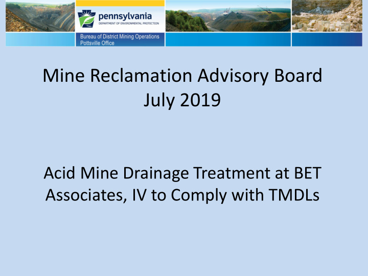 mine reclamation advisory board july 2019
