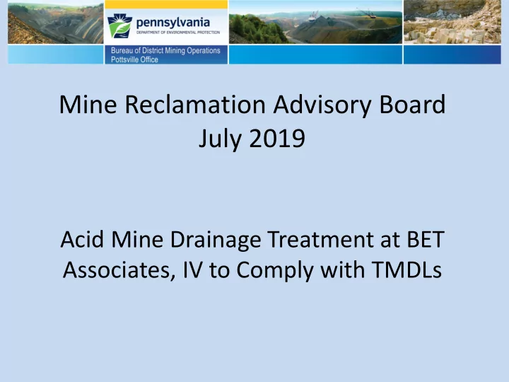 mine reclamation advisory board july 2019