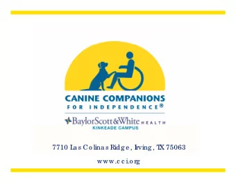 7710 L  a s Co lina s Ridg e , I  rving , T  X 75063  www.c c i.o rg  Guest Speakers  Volunteer