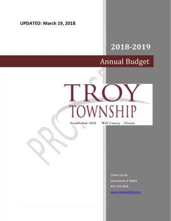 Annual Budget  25448 Seil Rd.  Shorewood, IL 60404  815-744-1968  www.troytownship.com P a g e  | 1