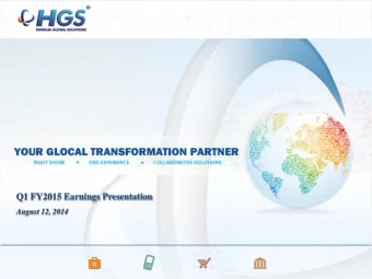 Q1 FY2015 Earnings Presentation  August 12, 2014  Cautionary Statement  Certain statements in this