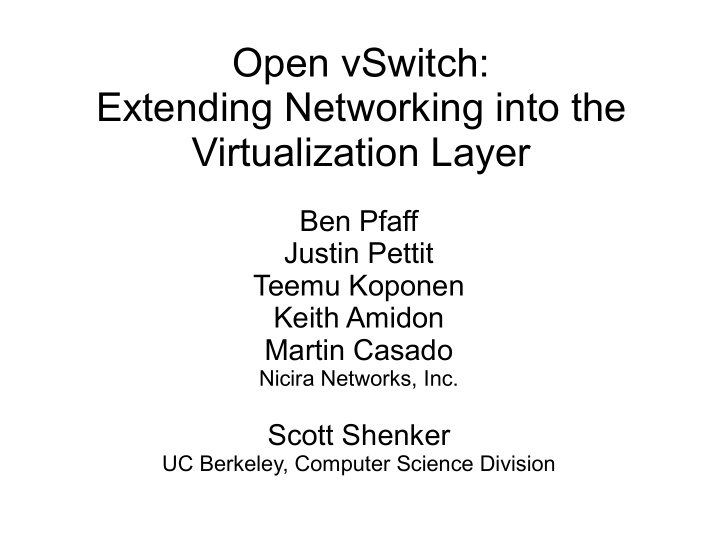 open vswitch extending networking into the virtualization