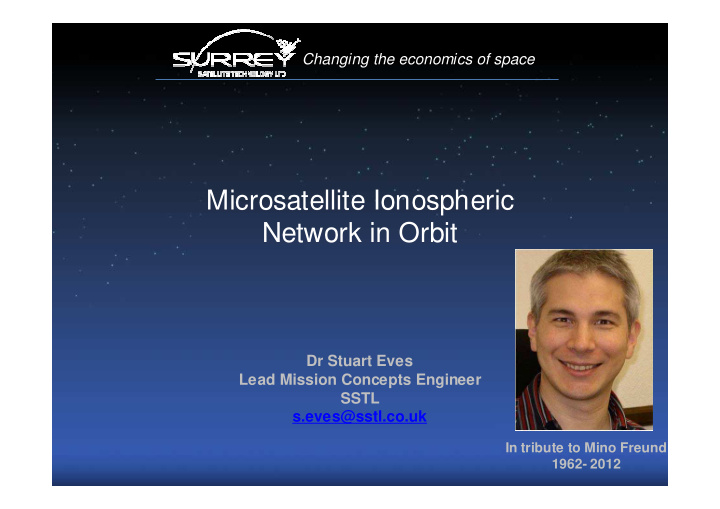 microsatellite ionospheric network in orbit