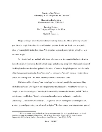 Turning of the Wheel:  The Interplay of the Unique and the Universal  Humanities Exploration