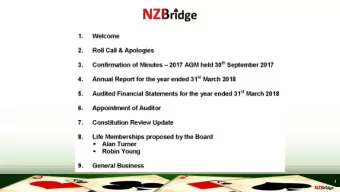 1  Annual Report  Allan Morris  2  Financial Report  Greg Whitten  3  4  5  6  7  9  11  13  15  17