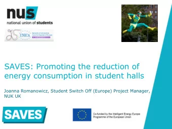 SAVES: Promoting the reduction of  energy consumption in student halls  Joanna Romanowicz, Student