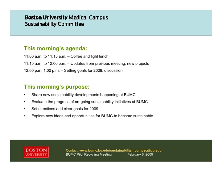 this morning s agenda