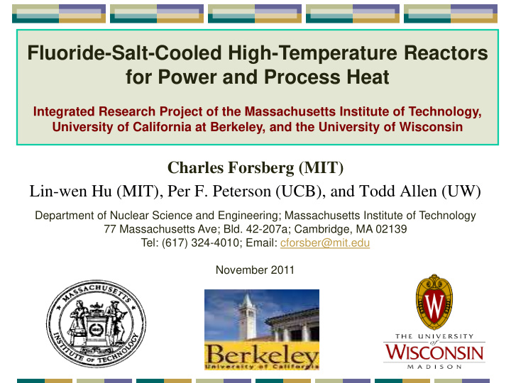 fluoride salt cooled high temperature reactors for power