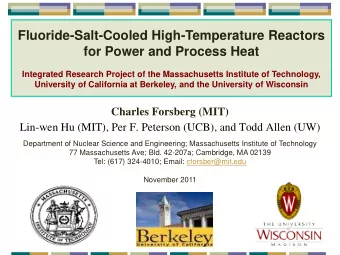 Fluoride-Salt-Cooled High-Temperature Reactors  for Power and Process Heat  Integrated Research