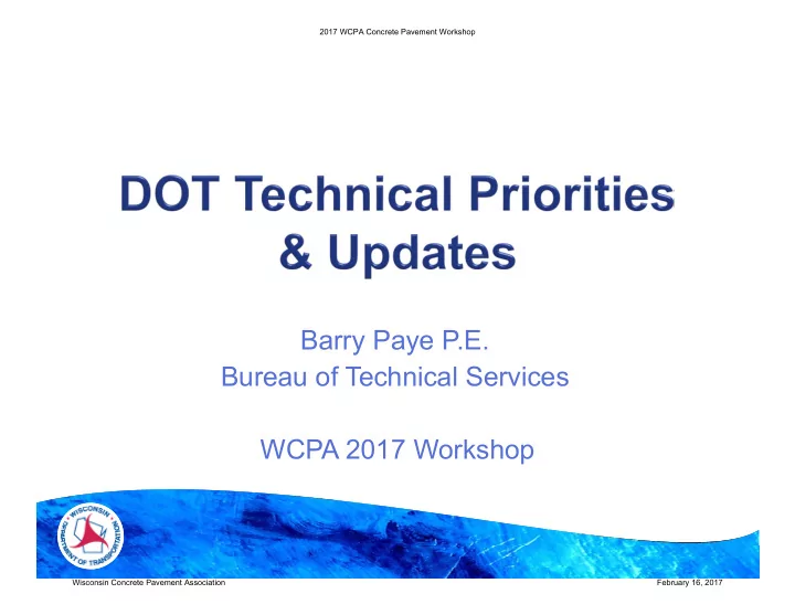 barry paye p e bureau of technical services wcpa 2017