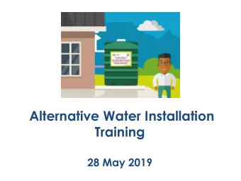 Alternative Water Installation  Training  28 May 2019  Alternative Water Installation Training  May