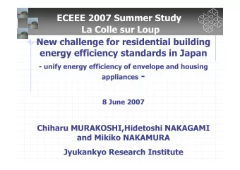 ECEEE 2007 Summer Study  La Colle sur Loup  New challenge for residential building  energy