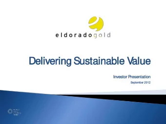 Delivering S  Sustainable V  alue  Inv  nvestor  or P  Pres  esentat  ation  Septem  ember  er 2