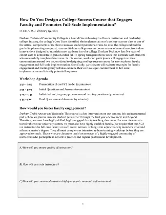 How Do You Design a College Success Course that Engages  Faculty and Promotes Full-Scale