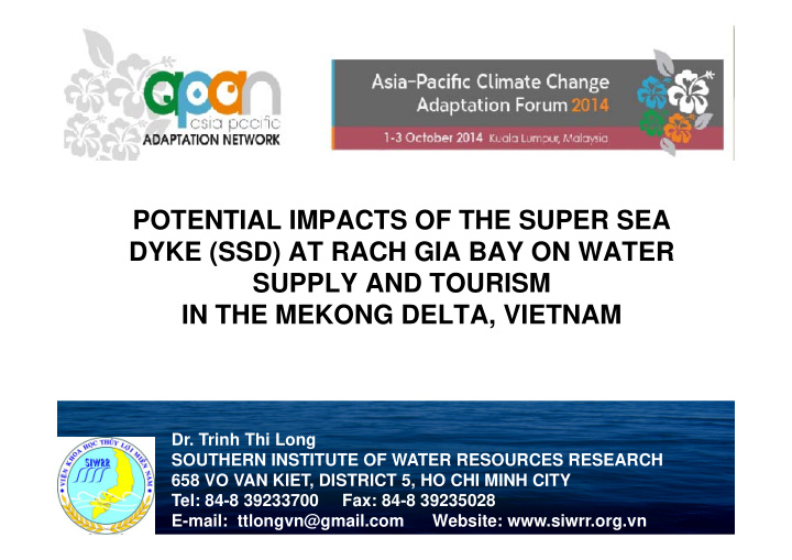 potential impacts of the super sea dyke ssd at rach gia