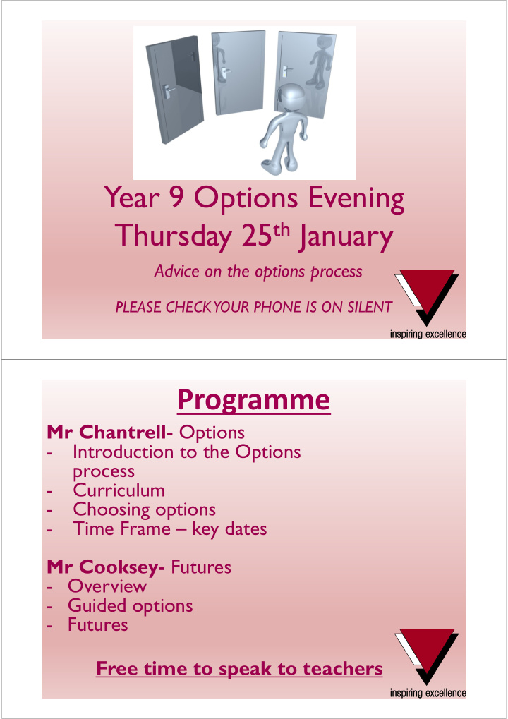 year 9 options evening thursday 25 th january