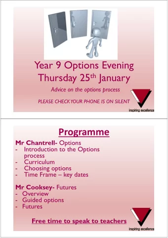 Year 9 Options Evening Thursday 25 th January  Advice on the options process  PLEASE CHECK  YOUR
