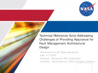 Technical Reference Suite Addressing  Challenges of Providing Assurance for  Fault Management