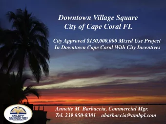 City of Cape Coral FL  City Approved $130,000,000 Mixed Use Project  In Downtown Cape Coral With