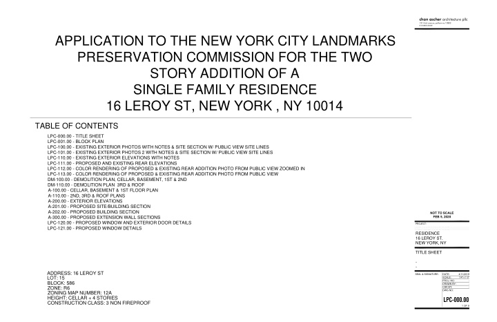 application to the new york city landmarks preservation