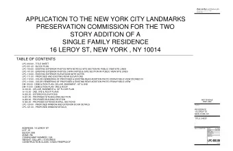 APPLICATION TO THE NEW YORK CITY LANDMARKS  PRESERVATION COMMISSION FOR THE TWO  STORY ADDITION OF