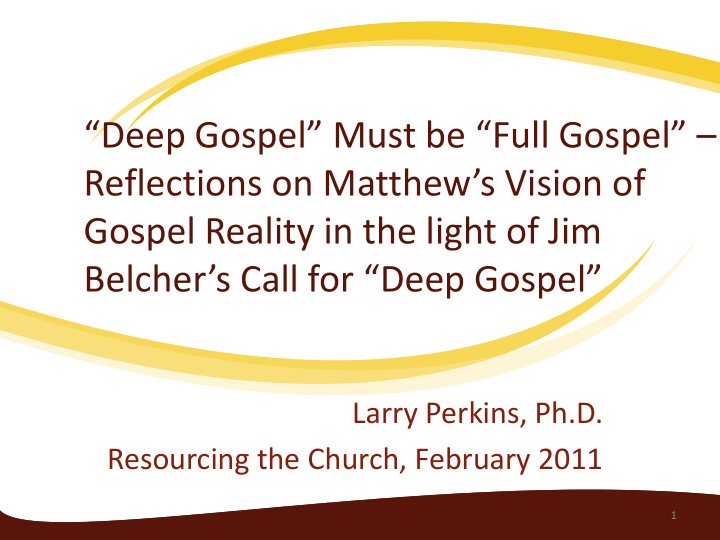 deep gospel must be full gospel