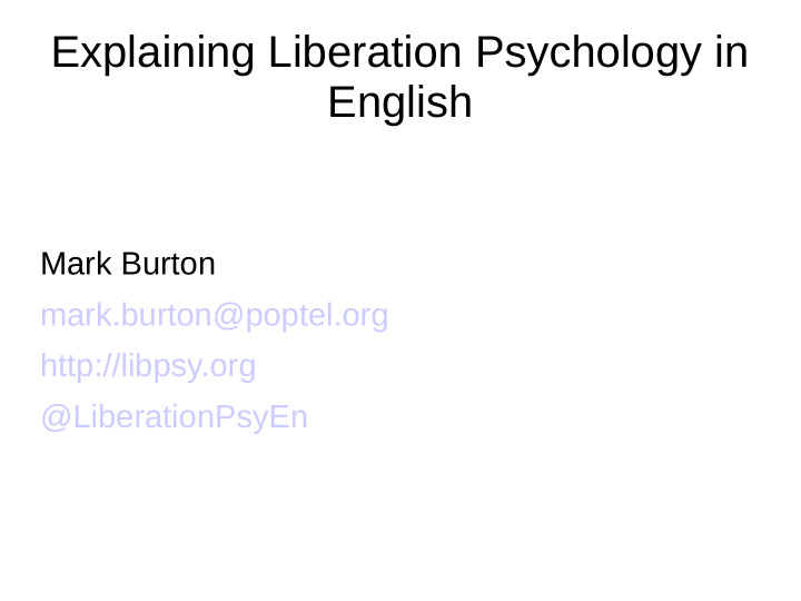 explaining liberation psychology in english