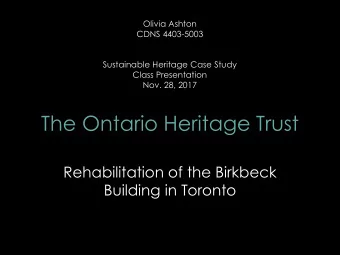 The Ontario Heritage Trust  Rehabilitation of the Birkbeck  Building in Toronto Birkbeck Building