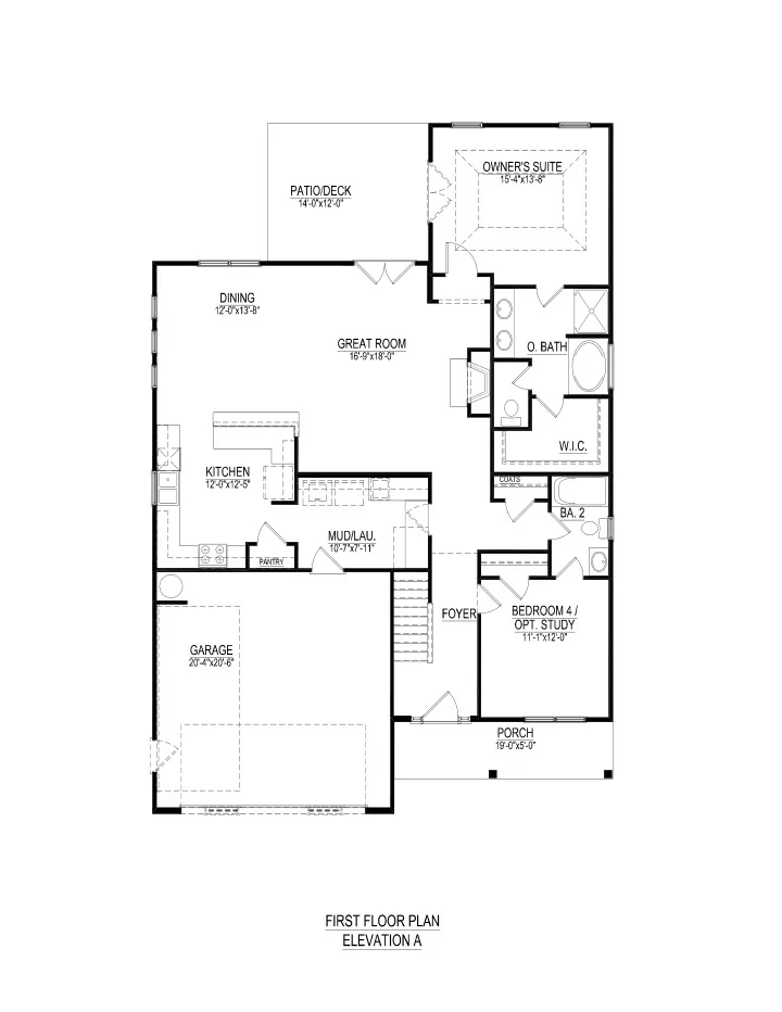 first floor plan elevation a