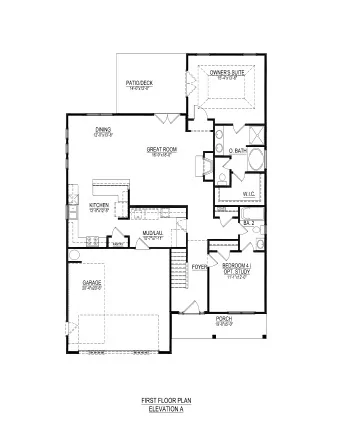 FIRST FLOOR PLAN  ELEVATION A  20'-4&quot;x20'-6&quot;  PORCH  19'-0&quot;x5'-0&quot;  FIRST FLOOR