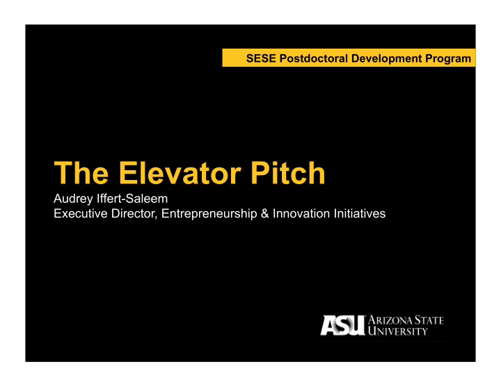 the elevator pitch