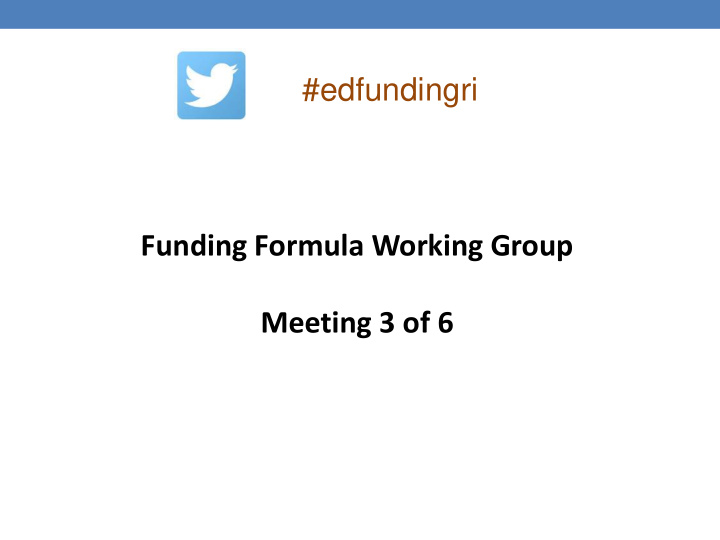 funding formula working group
