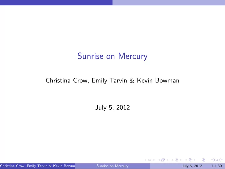 sunrise on mercury