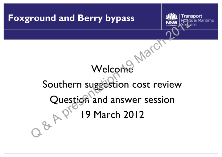 q a presentation 19 march 2012