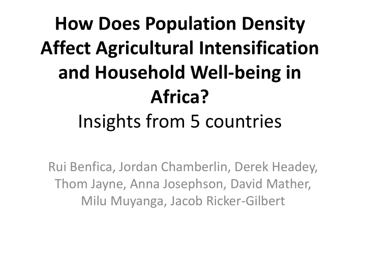 how does population density affect agricultural