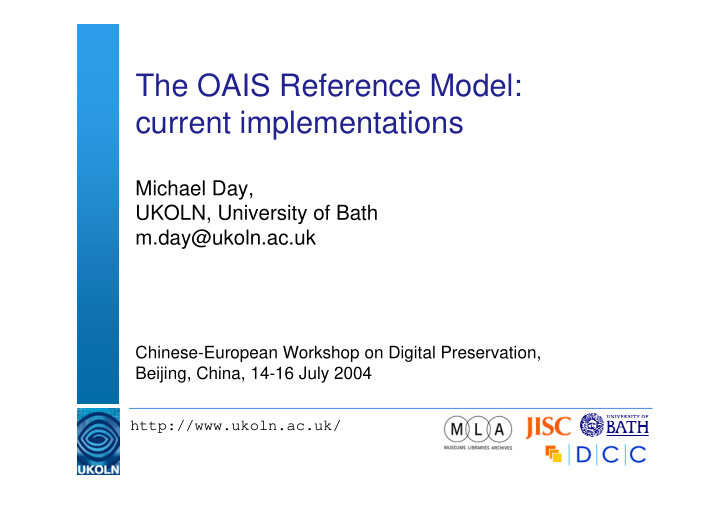 the oais reference model current implementations