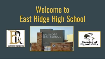 Welcome to  East Ridge High School  Agenda for Raptor Evening of Opportunity  6:00-6:30  Class