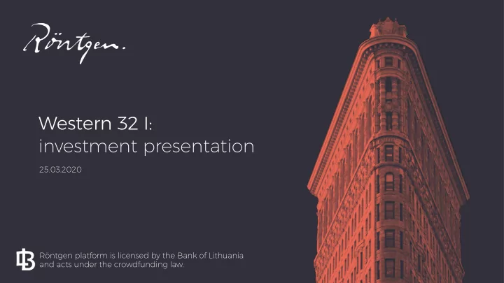 western 32 i investment presentation